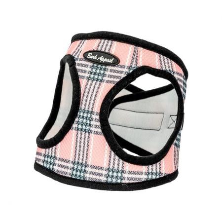 Bark Appeal Step In Mesh Harness - Pink Plaid