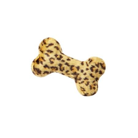 Fluff & Tuff Leopard Bone Dog Toy
