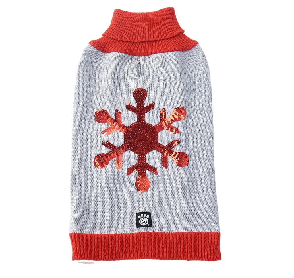  Petrageous Red Sequin Snowflake Sweater
