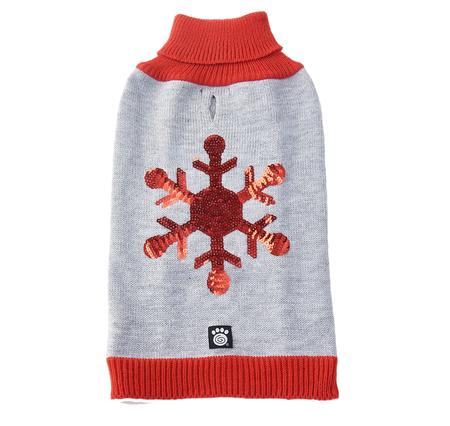 Petrageous Red Sequin Snowflake Sweater