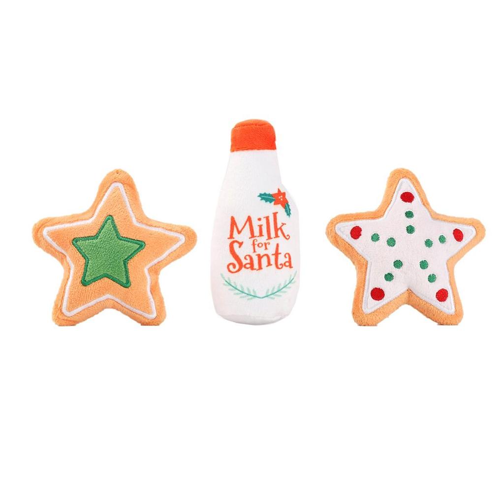  Hugsmart Milk & Christmas Cookies Plush Dog Toy 3 Pack