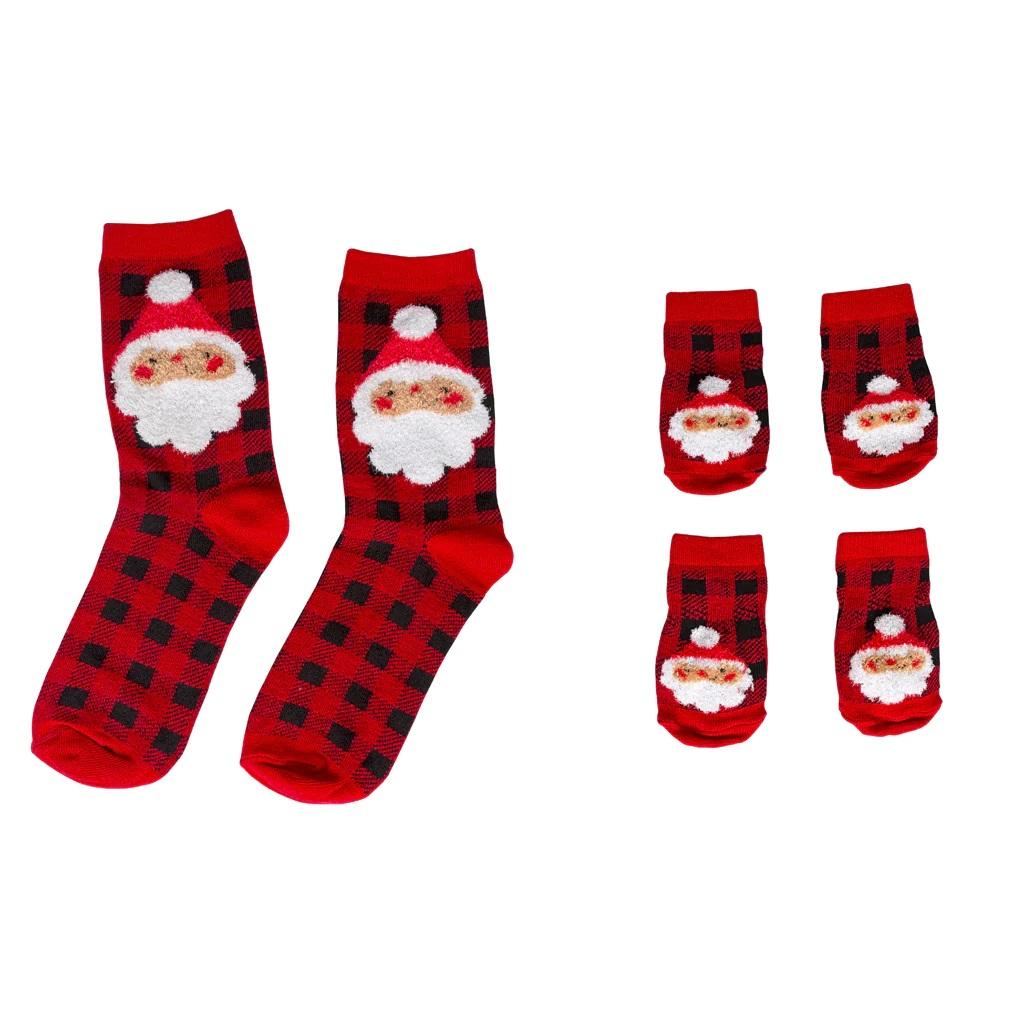  Pearhead Human & Dog Sock Set - Buffalo Check & Santa