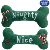 Lulubelles Naughty/Nice Plush Bone Dog Toy (Item #665635990364)