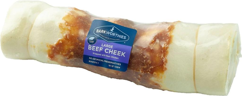  Barkworthies Beef Cheek Wrapped With Real Chicken Dog Chew