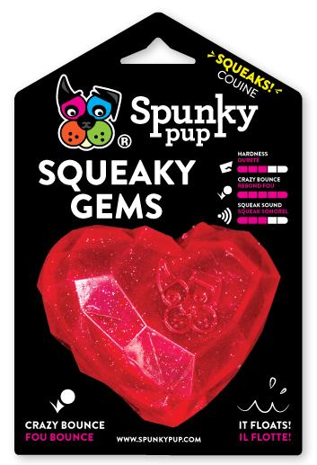  Spunky Pup Heart Squeaker Gem Toy
