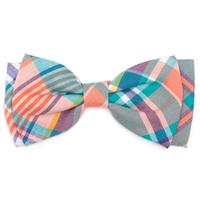 The Worthy Dog Peach Multi Plaid Bow Tie (Item #845851089077)