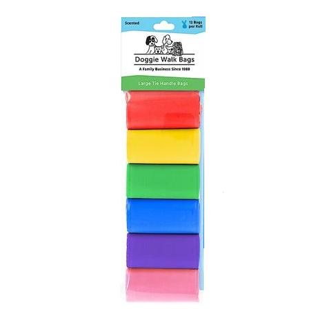  Doggie Walk Tie Handle Poop Bags - Rainbow