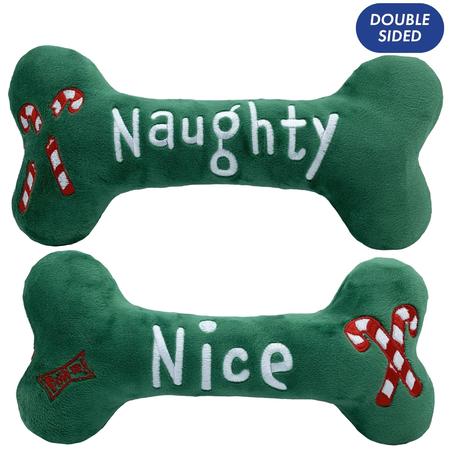 Lulubelles Naughty/Nice Plush Bone Dog Toy