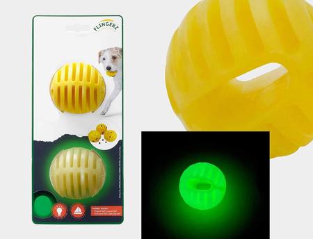 Flingerz Fetch Ball Dog Toy 2 Pack - Yellow & Glow in the Dark