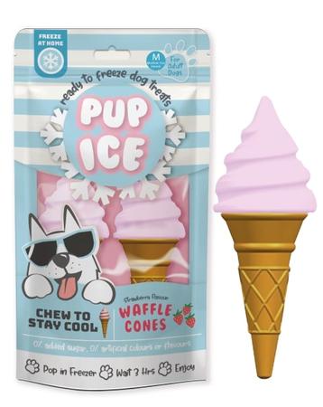 Pup Ice Waffle Cone Strawberry Flavor Dog Chew