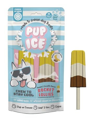 Treats Unleashed Pup Ice Pup Ice Rocket Lollies Strawberry Banana Flavor Dog Chew