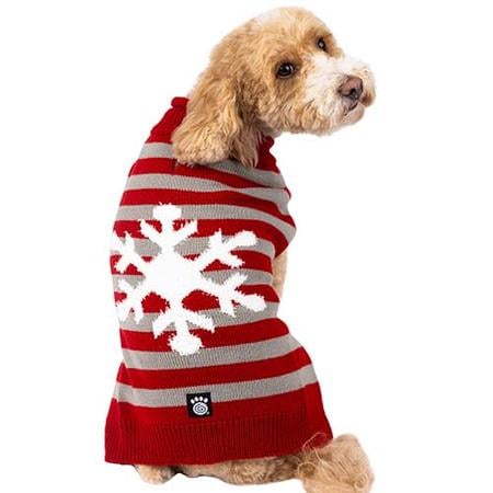 Petrageous Chenille Snowflake Striped Rollneck Sweater