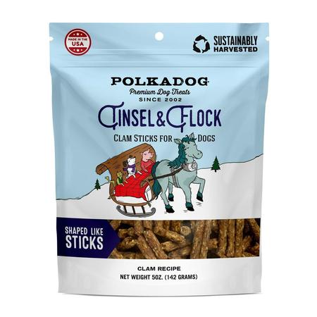 Polkadog Tinsel & Flock Clam Sticks Dog Treats