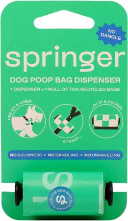 Springer Poop Bag Dispenser + 15 Premium Poop Bags - Black