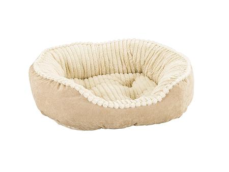 Sleep Zone Carved Plush Dog Bed - Tan