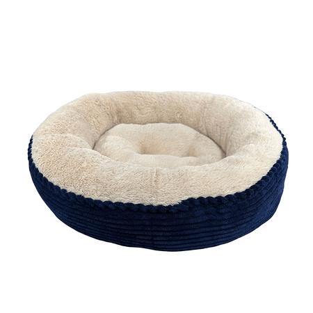 Sleep Zone Luxe Round Rib Corduroy Dog Bed - Navy