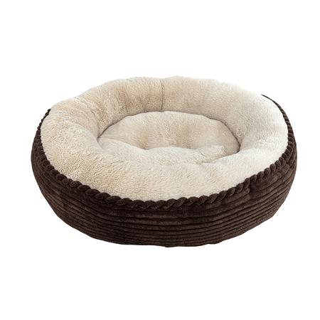 Sleep Zone Luxe Round Rib Corduroy Dog Bed - Chocolate