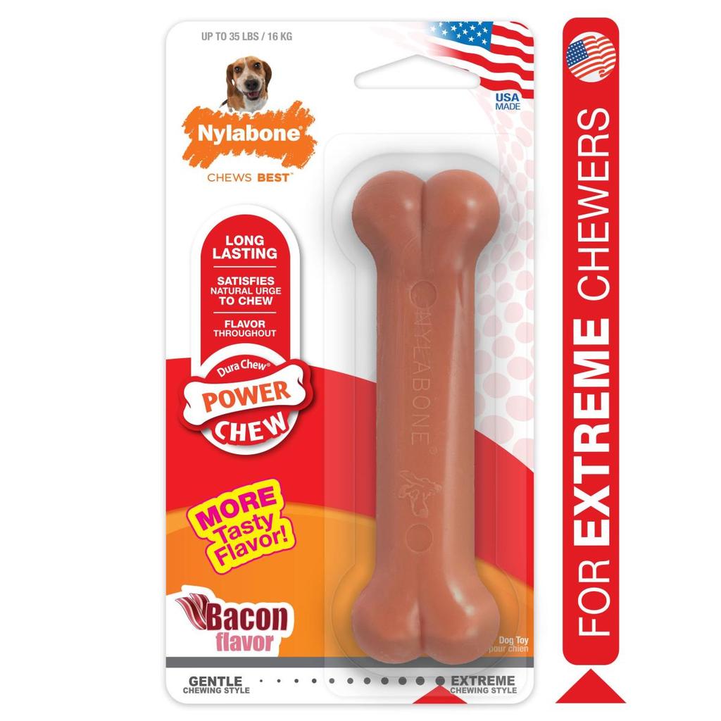  Nylabone Power Chew Durable Dog Chew Toy - Bacon
