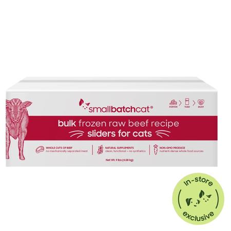 Small Batch Frozen Raw Beef Sliders for Cats