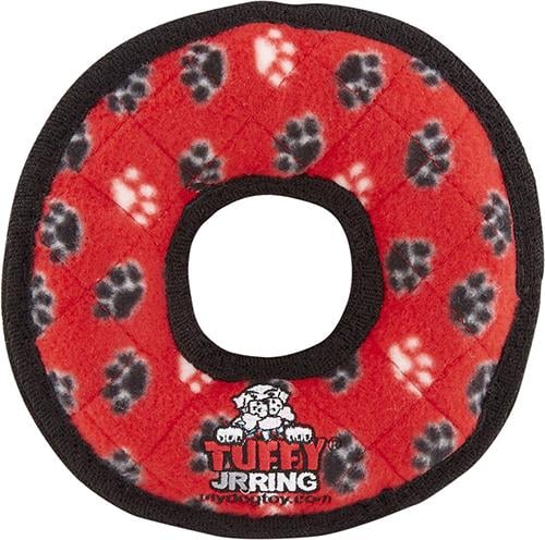  Tuffy's Junior Ring Squeaky Plush Dog Toy - Red