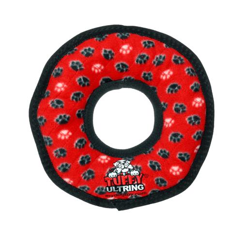  Tuffy's Ultimate Ring No- Stuffing Squeaky Plush Dog Toy - Red