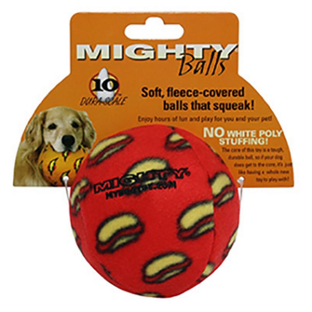  Mighty Ball Squeaky Stuffing- Free Plush Dog Toy - Red